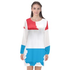 Luxembourg Country Europe Flag Long Sleeve Chiffon Shift Dress  by Sapixe