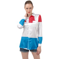 Luxembourg Country Europe Flag Long Sleeve Satin Shirt