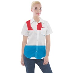 Luxembourg Country Europe Flag Women s Short Sleeve Pocket Shirt