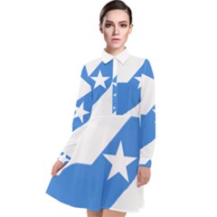 Somalia Flag Map Geography Outline Long Sleeve Chiffon Shirt Dress by Sapixe