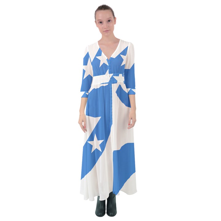 Somalia Flag Map Geography Outline Button Up Maxi Dress