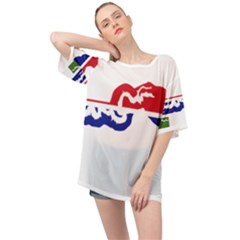 Gambia Flag Map Geography Outline Oversized Chiffon Top