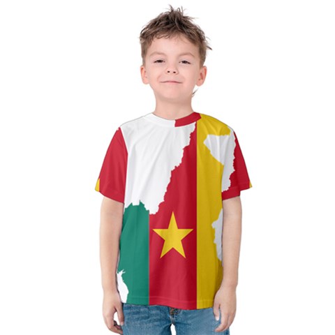 Cameroon Flag Map Geography Kids  Cotton Tee by Sapixe