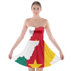 Cameroon Flag Map Geography Strapless Bra Top Dress by Sapixe