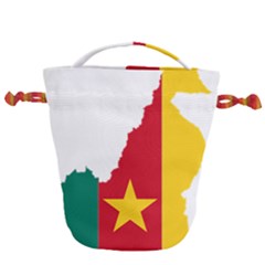 Cameroon Flag Map Geography Drawstring Bucket Bag by Sapixe