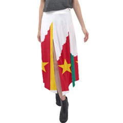 Cameroon Flag Map Geography Velour Split Maxi Skirt