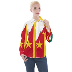 Cameroon Flag Map Geography Women s Long Sleeve Pocket Shirt