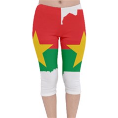 Burkina Faso Flag Map Geography Velvet Capri Leggings 