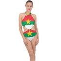 Burkina Faso Flag Map Geography Halter Side Cut Swimsuit View1