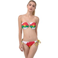 Burkina Faso Flag Map Geography Twist Bandeau Bikini Set by Sapixe