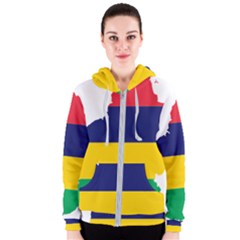 Mauritius Flag Map Geography Women s Zipper Hoodie by Sapixe