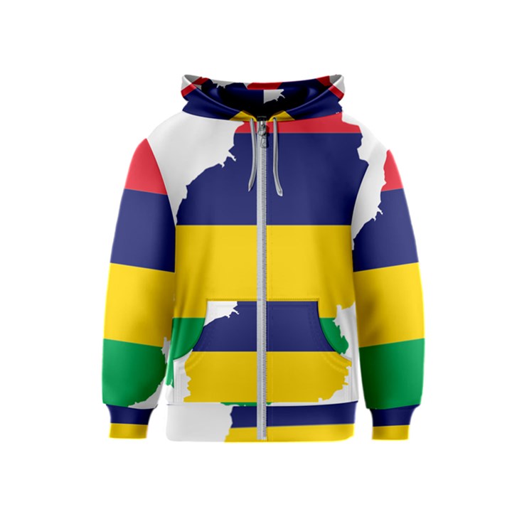 Mauritius Flag Map Geography Kids  Zipper Hoodie