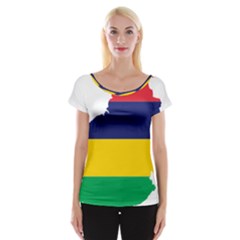 Mauritius Flag Map Geography Cap Sleeve Top