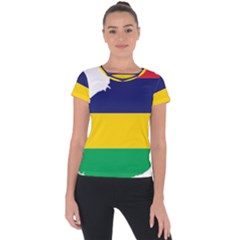 Mauritius Flag Map Geography Short Sleeve Sports Top  by Sapixe