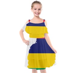 Mauritius Flag Map Geography Kids  Cut Out Shoulders Chiffon Dress