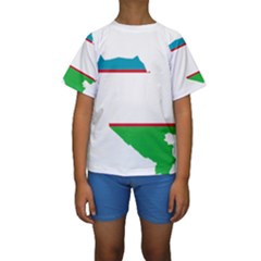 Borders Country Flag Geography Map Kids  Short Sleeve Swimwear by Sapixe