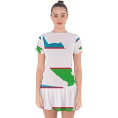 Borders Country Flag Geography Map Drop Hem Mini Chiffon Dress by Sapixe