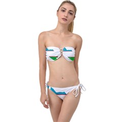 Borders Country Flag Geography Map Twist Bandeau Bikini Set by Sapixe