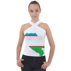 Borders Country Flag Geography Map Cross Neck Velour Top by Sapixe