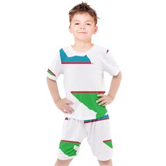 Borders Country Flag Geography Map Kids  Tee And Shorts Set by Sapixe