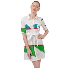 Borders Country Flag Geography Map Belted Shirt Dress