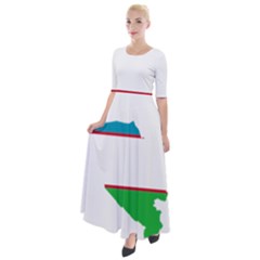 Borders Country Flag Geography Map Half Sleeves Maxi Dress