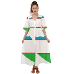 Borders Country Flag Geography Map Kimono Sleeve Boho Dress