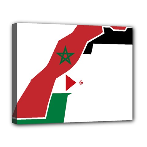 Western Sahara Flag Map Geography Deluxe Canvas 20  X 16  (stretched) by Sapixe