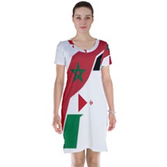 Western Sahara Flag Map Geography Short Sleeve Nightdress by Sapixe