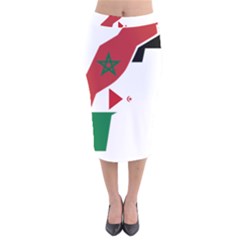 Western Sahara Flag Map Geography Velvet Midi Pencil Skirt by Sapixe