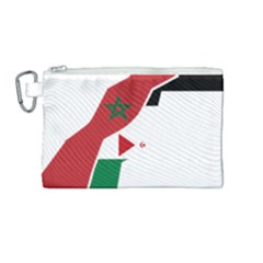 Western Sahara Flag Map Geography Canvas Cosmetic Bag (medium) by Sapixe