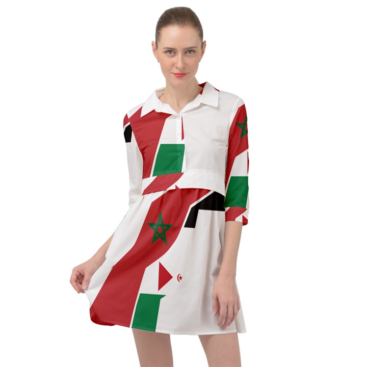 Western Sahara Flag Map Geography Mini Skater Shirt Dress