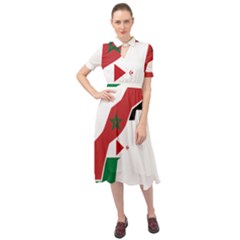 Western Sahara Flag Map Geography Keyhole Neckline Chiffon Dress by Sapixe