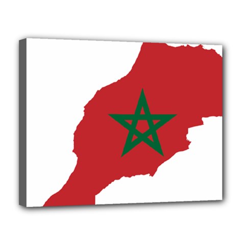 Morocco Flag Map Geography Outline Canvas 14  X 11  (stretched) by Sapixe