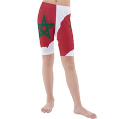 Morocco Flag Map Geography Outline Kids  Mid Length Swim Shorts by Sapixe