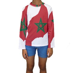 Morocco Flag Map Geography Outline Kids  Long Sleeve Swimwear by Sapixe