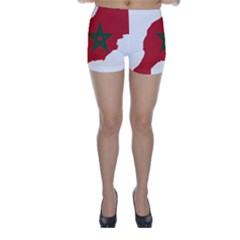 Morocco Flag Map Geography Outline Skinny Shorts by Sapixe