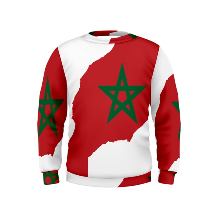 Morocco Flag Map Geography Outline Kids  Sweatshirt