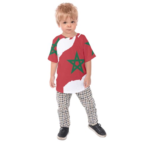 Morocco Flag Map Geography Outline Kids  Raglan Tee by Sapixe