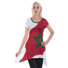 Morocco Flag Map Geography Outline Short Sleeve Side Drop Tunic by Sapixe