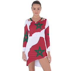 Morocco Flag Map Geography Outline Asymmetric Cut-out Shift Dress by Sapixe