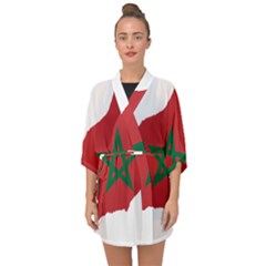 Morocco Flag Map Geography Outline Half Sleeve Chiffon Kimono by Sapixe