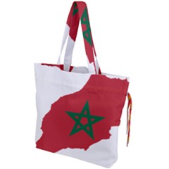 Morocco Flag Map Geography Outline Drawstring Tote Bag by Sapixe