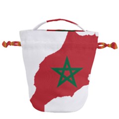 Morocco Flag Map Geography Outline Drawstring Bucket Bag by Sapixe