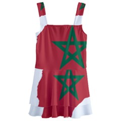 Morocco Flag Map Geography Outline Kids  Layered Skirt Swimsuit by Sapixe