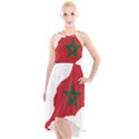 Morocco Flag Map Geography Outline High-Low Halter Chiffon Dress  View1