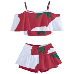 Morocco Flag Map Geography Outline Kids  Off Shoulder Skirt Bikini by Sapixe