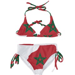 Morocco Flag Map Geography Outline Kids  Classic Bikini Set by Sapixe