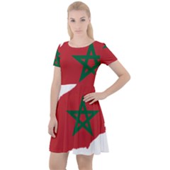 Morocco Flag Map Geography Outline Cap Sleeve Velour Dress  by Sapixe