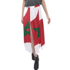 Morocco Flag Map Geography Outline Velour Split Maxi Skirt by Sapixe